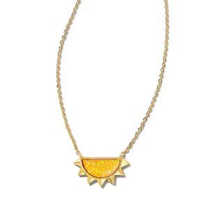 KENDRA SCOTT Sienna Gold Half Sun Pendant Necklace Citrus Kyocera Opal